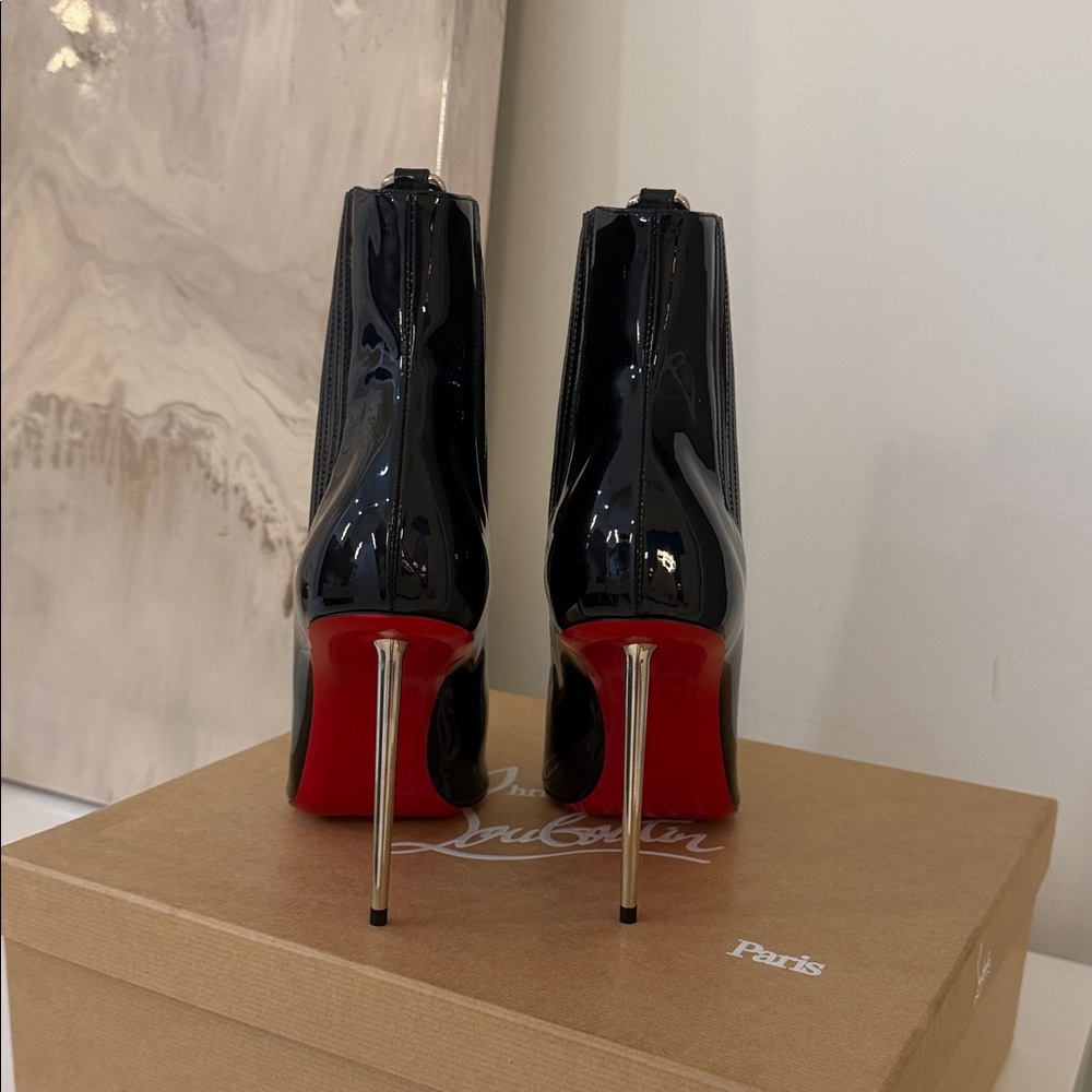 Christian Louboutin Glossy Black Ankle Booties - Picture 5 of 8
